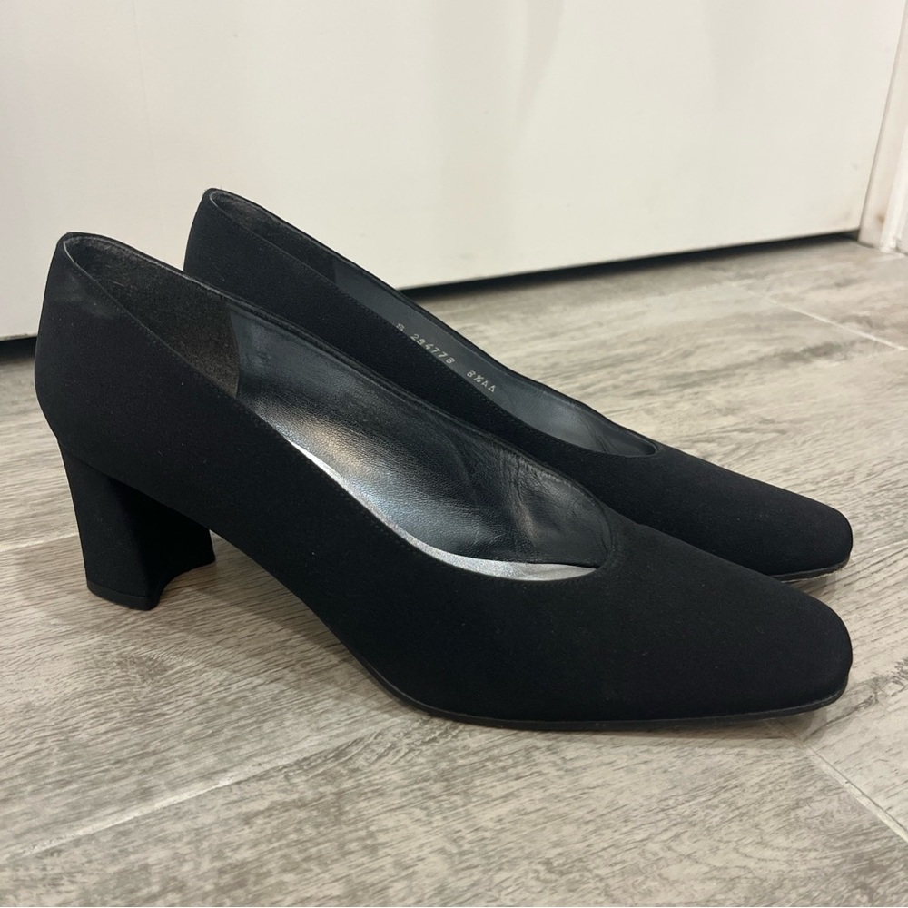 Stuart Weitzman Shoes Pumps Heels Women’s Size 8.5 AA Black Fabric Textile Spain